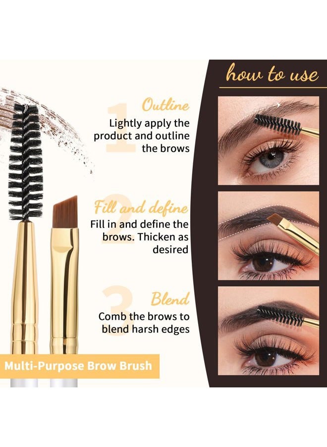 Docolor Eyebrow Brush Duo Eyebrow Spoolie Professional Angled Eye Brow Brush Perfect for Lining and Shaping Brows, Spoolie for Brows or Lashes White - Image 3