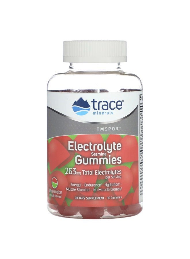 Trace Minerals Electrolyte Stamina Gummies | Boost Energy, Endurance, Muscle Stamina and Hydration | Vegan | Watermelon | 90 Count (30 Servings) - Image 1