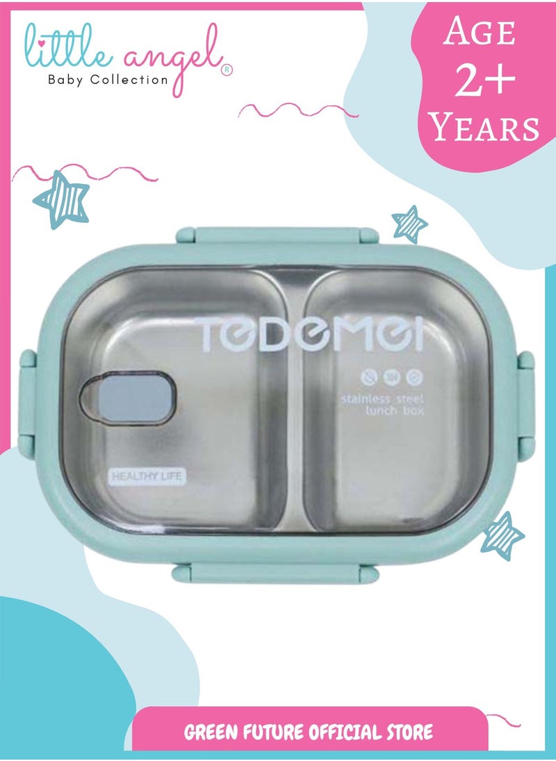 Little Angel Premium Stainless Steel Bento Lunch Box With Cutlery - 2 Compartments  - Image 1