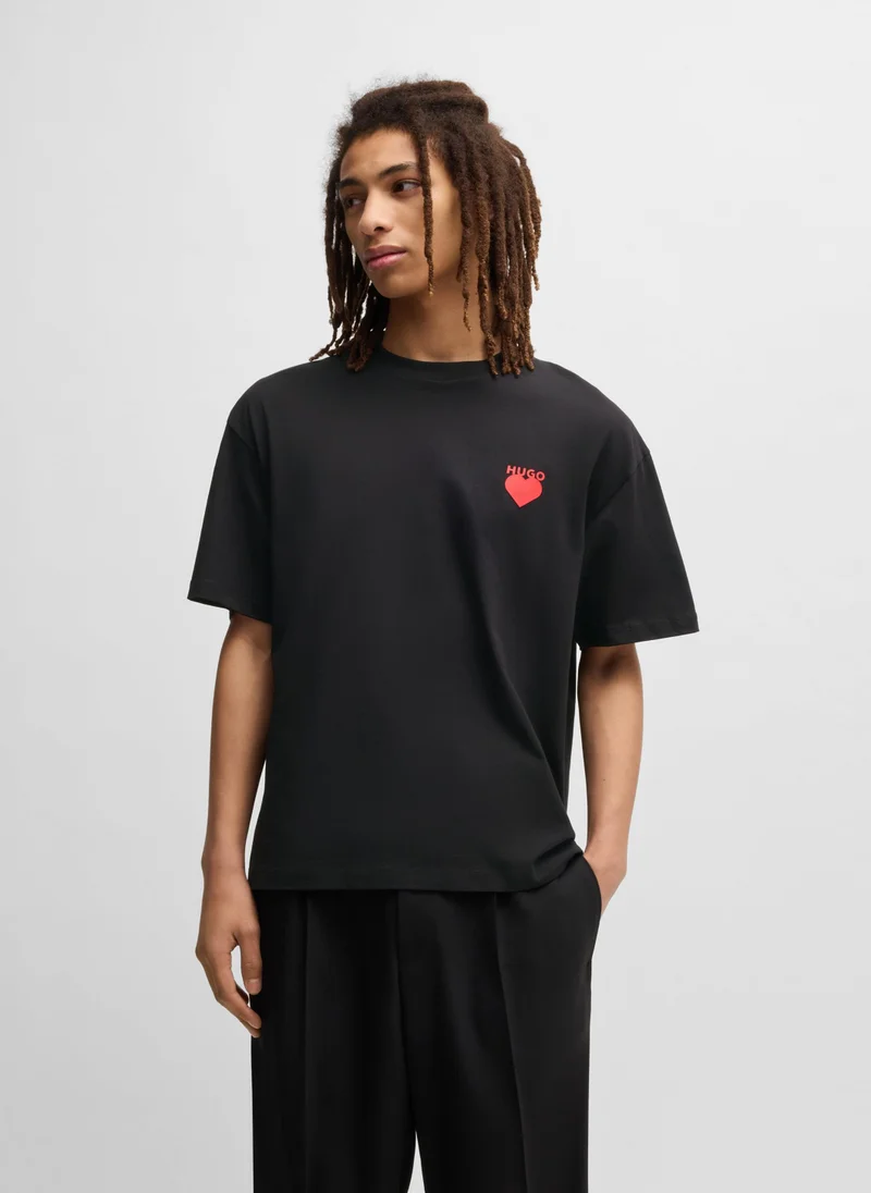 HUGO Cotton-jersey T-shirt with heart artwork