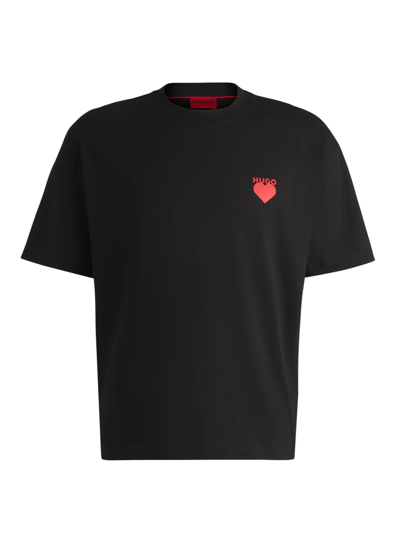 هوجو Cotton-jersey T-shirt with heart artwork