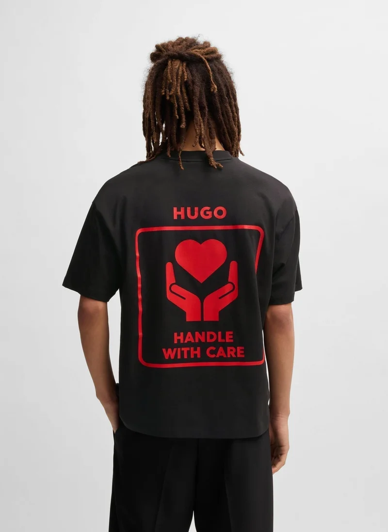 HUGO Cotton-jersey T-shirt with heart artwork