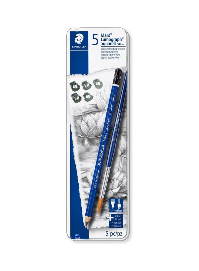 شتدلر 5 قطع من أقلام الرصاص مارس لوموغراف أكواريل مع مجموعة فرش - Image 2