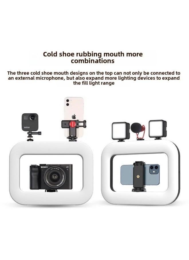 YM-200 Outdoor Charging Fill Light Desktop Live Rabbit Cage Mobile Photography Light Handheld Ring Beauty Fill Light-Light Source Color:Rechargeable Model With 2 Hours Of Battery Life