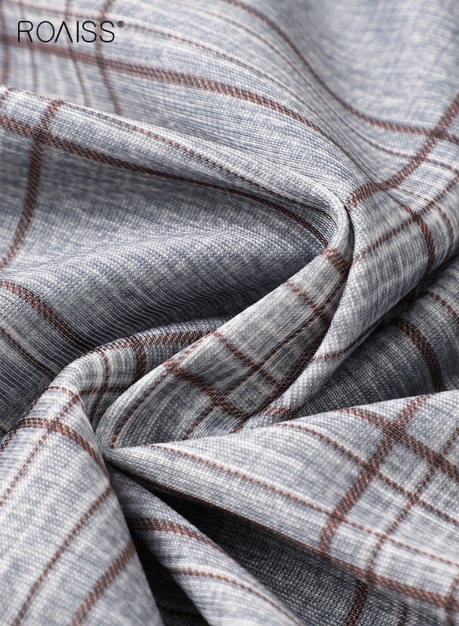 roaiss Spring and Autumn Men's Lapel Zipper Multi-pocket Jacket Solid Color Middle-Aged Business Casual Loose Executive Jacket Coat Top Father's Gift Khaki - Image 2