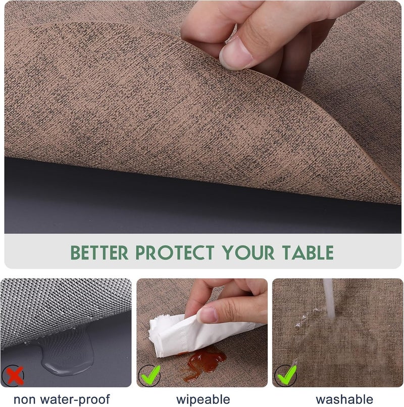 BS أغطية طاولة بي في سي جلدية قابلة للعكس - بني رمادي - Image 5