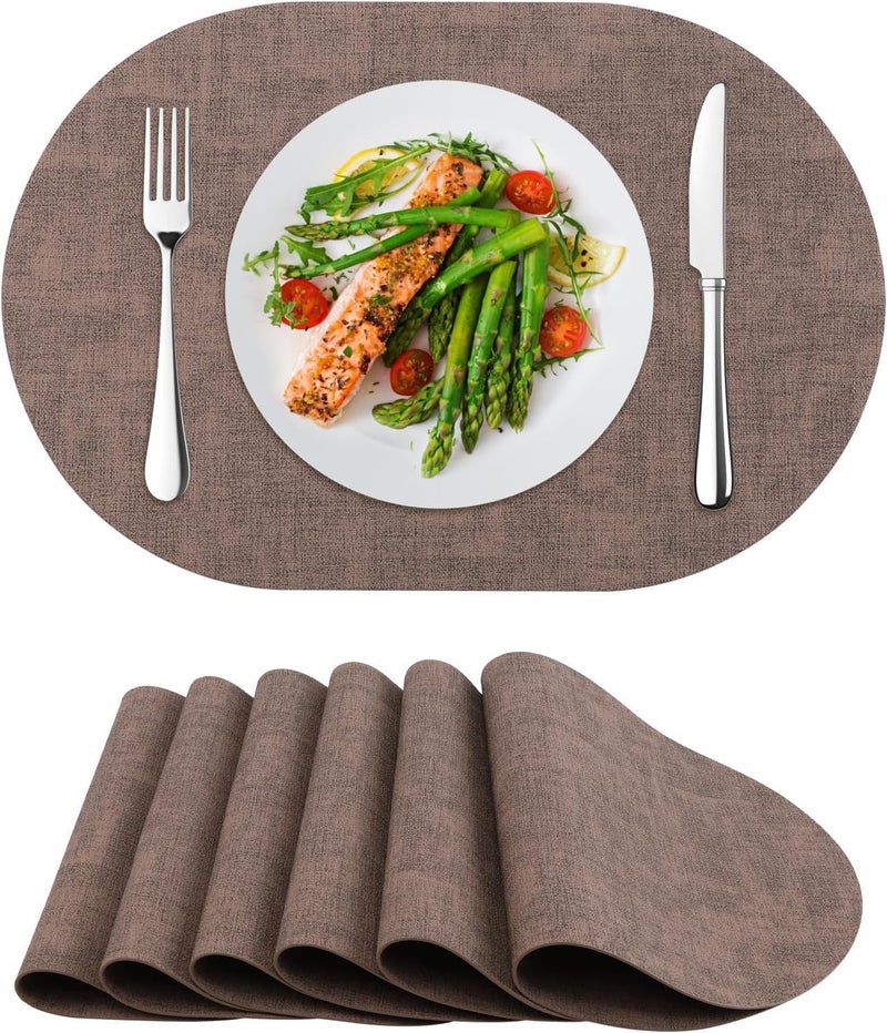 BS أغطية طاولة بي في سي جلدية قابلة للعكس - بني رمادي - Image 1