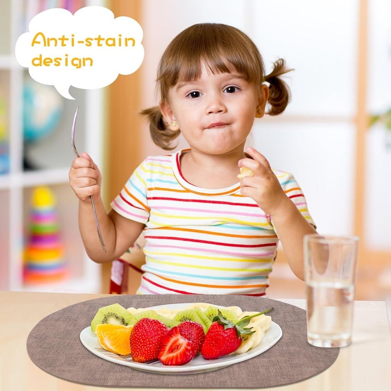 BS أغطية طاولة بي في سي جلدية قابلة للعكس - بني رمادي - Image 4