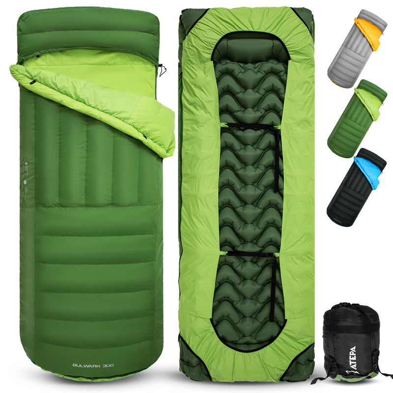 ATEPA Ultralight Down Sleeping Bag for Adults 650FP Recycled 3 Season Backpacking Sleeping Bag with Pad Attachment System Compression Sack for Camping Hiking Comfort 50F Bulwark 300 Green - Image 2