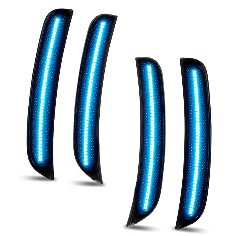 Bestview LED Side Marker Lights for Dodge Charger 20152023 Smoked Lens FrontRear Bumper Turn Signal Lamp Assembly Kit accessoriesPack of 4 Ice Blue
