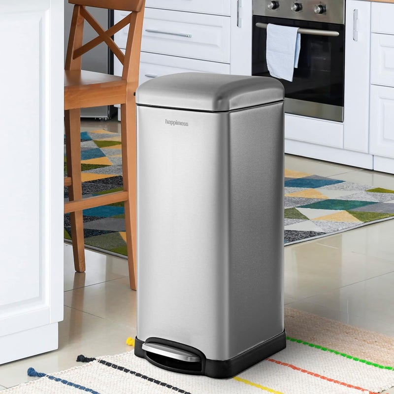 happimess HPM1007D Betty Retro 8-Gallon Step-Open Trash Can with Soft-Close Lid, Fingerprint Resistant, Modern, Minimalistic for Home, Kitchen, Laundry Room, Office, Bedroom, Bathroom, Chrome - Image 2
