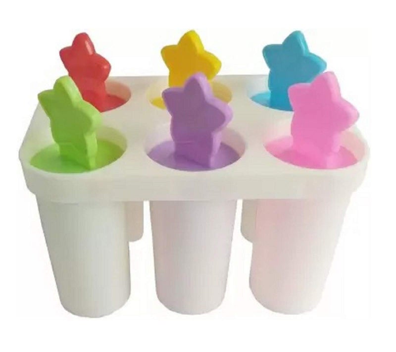 pass pass Ice Cream Candy Kulfi Maker Mould Set of 6 | Plastic Reusable Ice Stick Tray for Homemade Kulfi, Popsicles & Desserts | Multicolor - Image 3