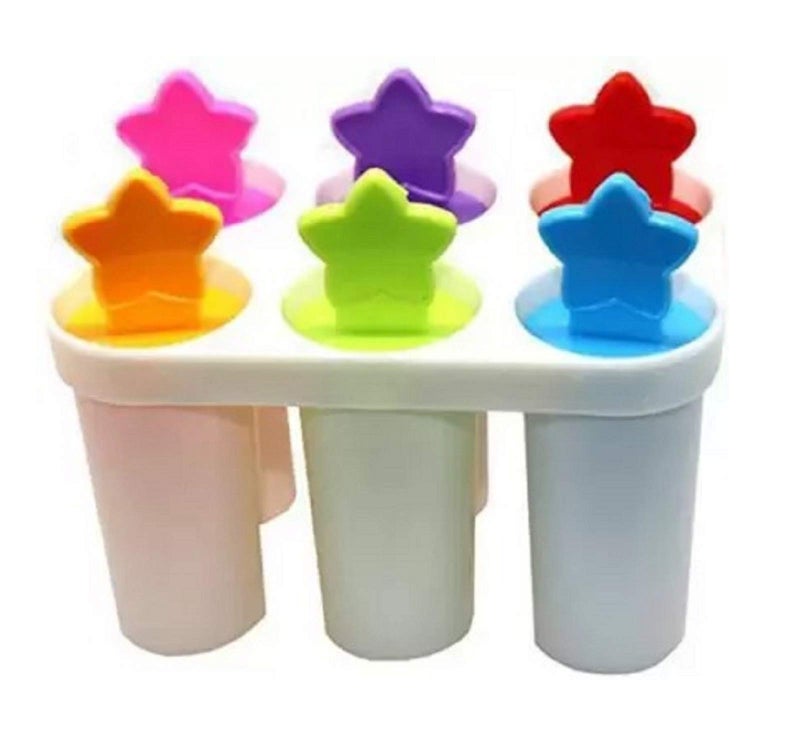 pass pass Ice Cream Candy Kulfi Maker Mould Set of 6 | Plastic Reusable Ice Stick Tray for Homemade Kulfi, Popsicles & Desserts | Multicolor - Image 1