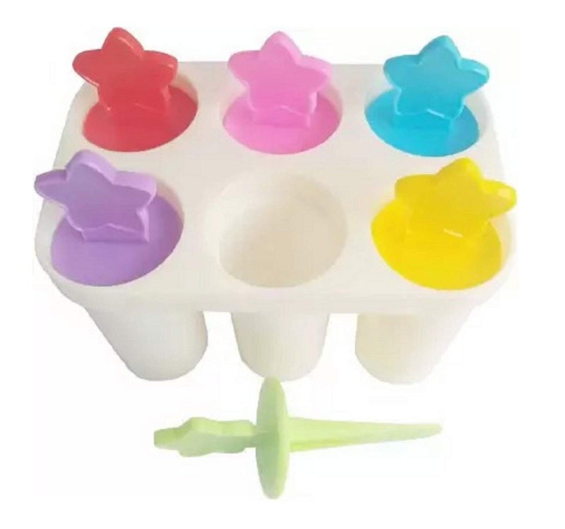 pass pass Ice Cream Candy Kulfi Maker Mould Set of 6 | Plastic Reusable Ice Stick Tray for Homemade Kulfi, Popsicles & Desserts | Multicolor - Image 4