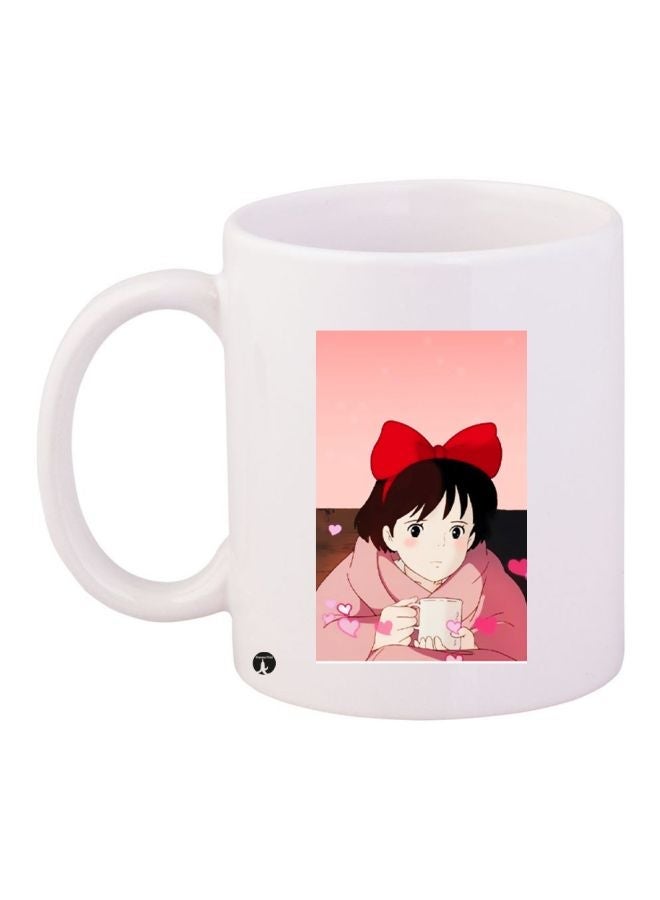 RYN Anime Printed Coffee Mug White/Pink/Black 11ounce