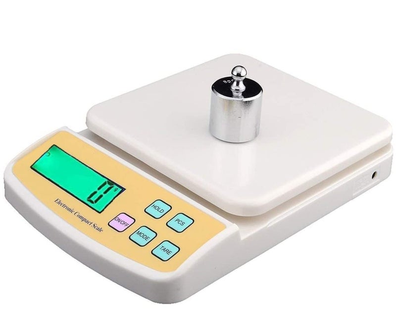 Inditradition Digital Kitchen Weight Scale Food Scale for Baking Cooking and Meal Prep 10 kg Battery Powered White - Image 1