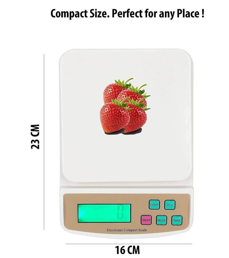Inditradition Digital Kitchen Weight Scale Food Scale for Baking Cooking and Meal Prep 10 kg Battery Powered White - Image 3