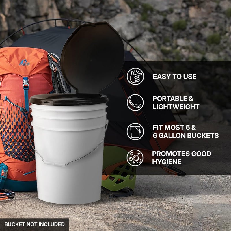 72 HRS Premium Portable Camping Toilet Seat with Lid for 5 Gallon Buckets, Outdoor Camping, Hiking, Emergencies - Perfect for Emergency Preparedness, Backcountry, Car, Boat, Road Trips (No Bucket) - Image 4