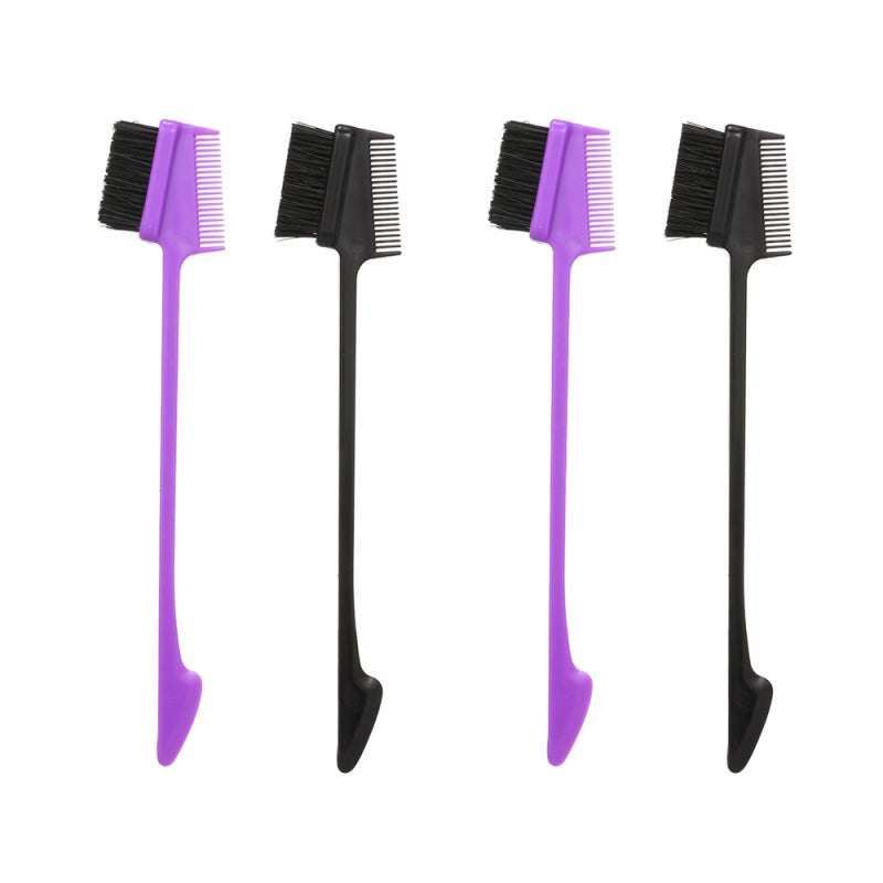 Eyebrow Brush: 4-Piece Set Double-Sided Design - High-Quality Gentle Bristles Eyelash Comb for Precise Eyebrow Grooming and Eyelash Separation On The Go - Image 1