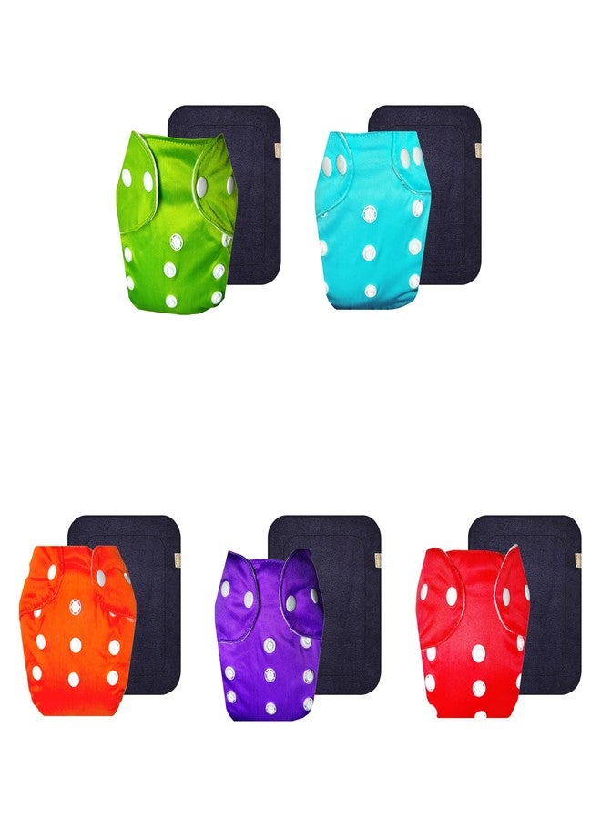 حفاضات قماشية دمبلدو لايت مع حشوة رمادية (عبوة من 5) | ملائمة تمامًا | قابلة لإعادة الاستخدام والغسل | سريعة الجفاف | مثالية لفصل الصيف الهندي | من 3 أشهر إلى سنتين | مناسبة للجنسين - Image 1