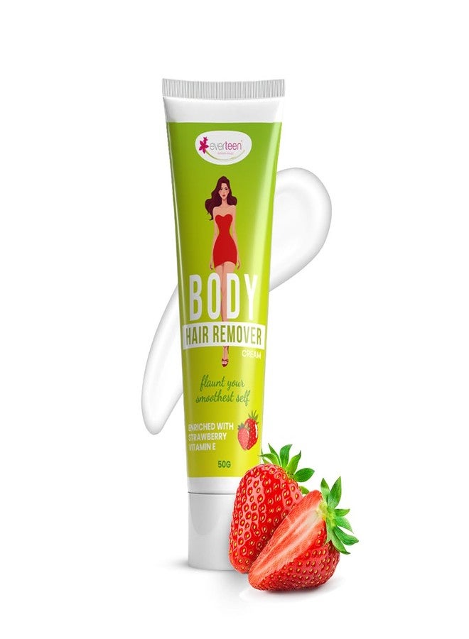 everteen Strawberry Hair Removal Cream for Women 50g, Suitable for Legs, Hands, Underarms & Back, Painless Hair Remover Cream for Girls with Spatula, All Skin Types - Pack of 1 - Image 1
