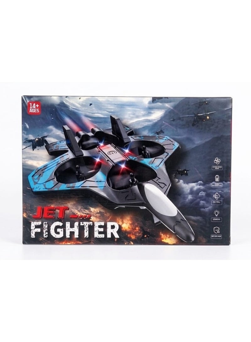 RC Jet Fighter RC Drone Toy with Quad Propellers and LED Lights - Image 1