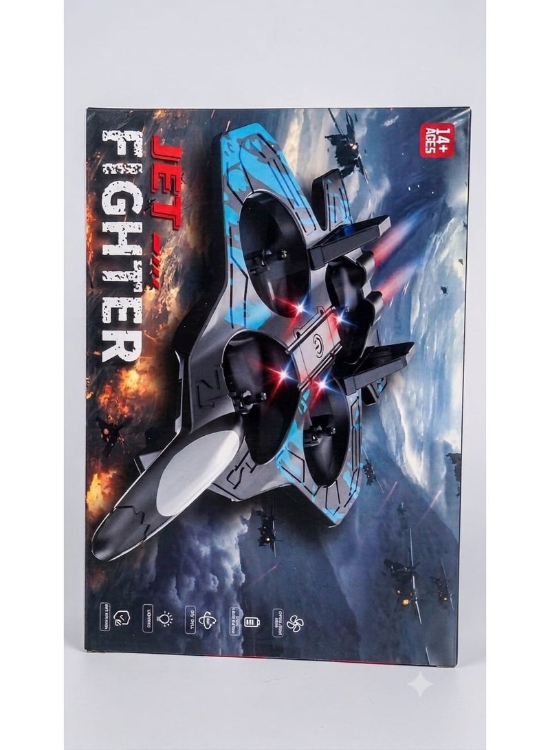 RC Jet Fighter RC Drone Toy with Quad Propellers and LED Lights - Image 4