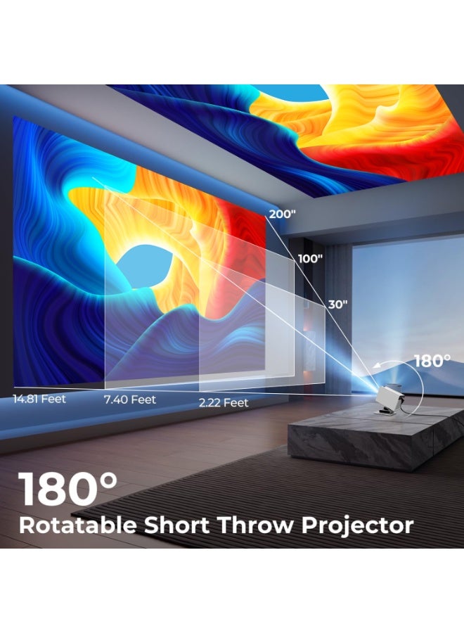 Lommyka Portable HD Projector - Support 1080P - Smart Projector with Dual-band Wifi and Bluetooth 5.2 - Mobile Home Theater - Compatible With Android/iOS/Windows/TV Stick/HDMI/USB - Image 4