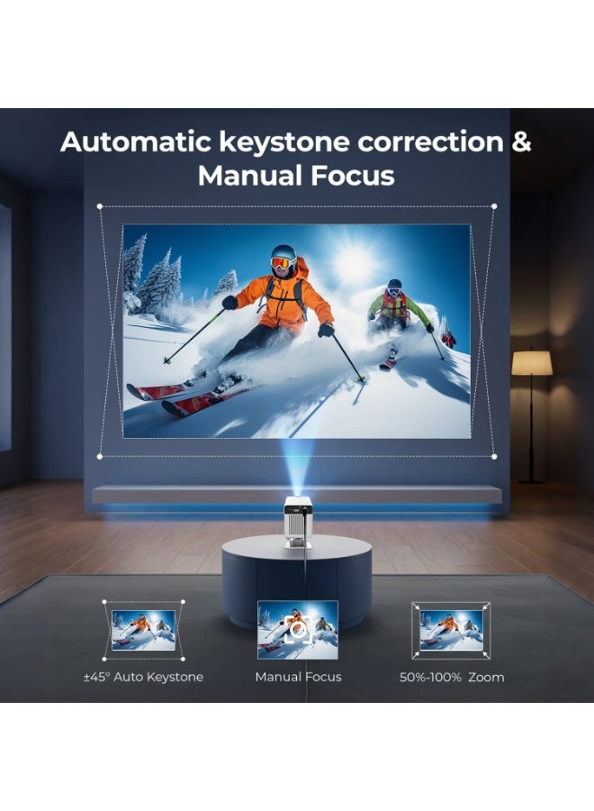 Lommyka Portable HD Projector - Support 1080P - Smart Projector with Dual-band Wifi and Bluetooth 5.2 - Mobile Home Theater - Compatible With Android/iOS/Windows/TV Stick/HDMI/USB - Image 3