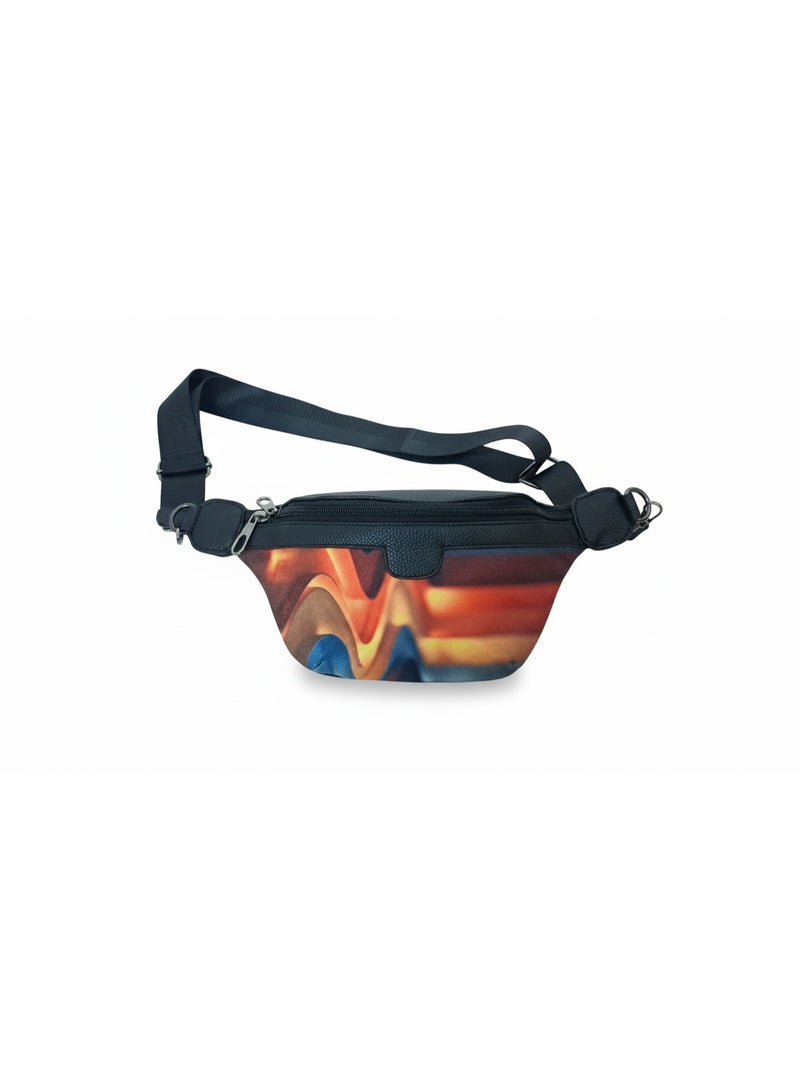 حقيبة كروس و وسط جلد للنساء أسود