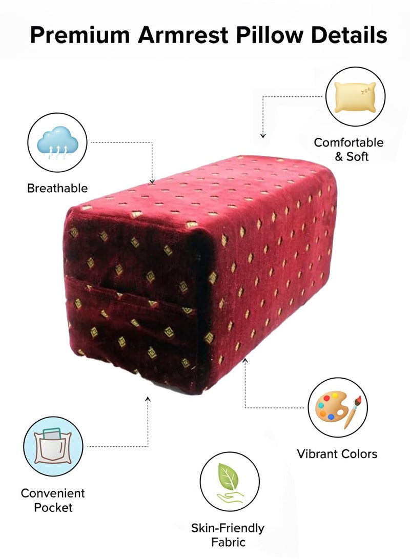 QUTOOB Armrest For Picnic And Camping, Luxurious Arm Rest Pillow, Elegant Traditional Design, Size 20x23x43 cm, Breathable Fabric, Skin-Friendly, Durable, and Comfortable - Image 4