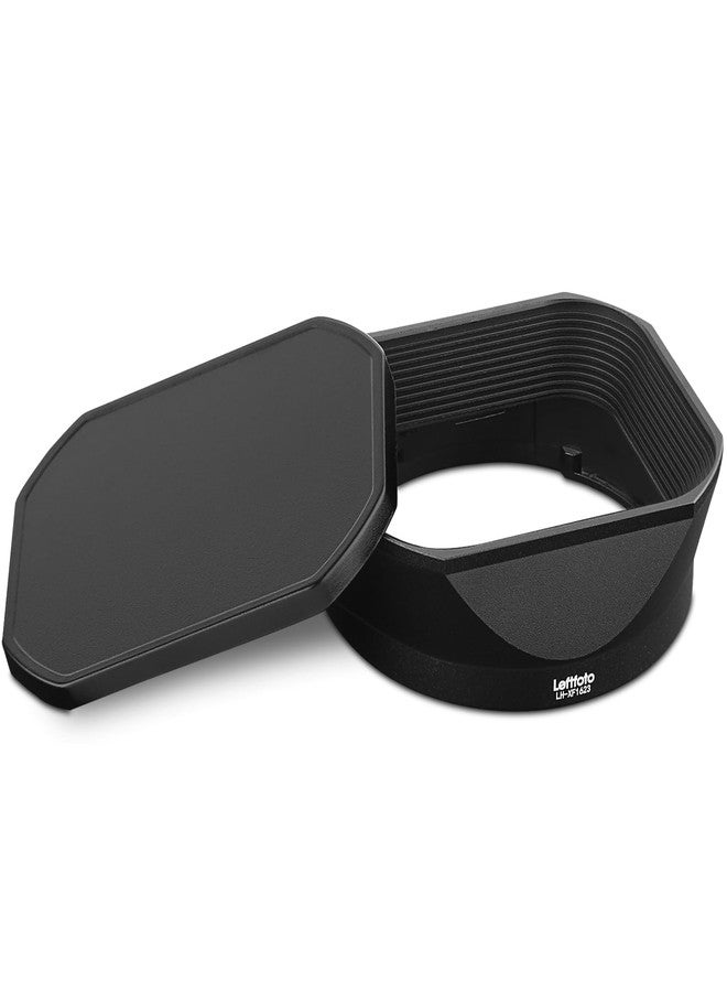 Leftfoto Vintage Square Metal Lens Hood Shade for Fujifilm XF16-50mm F2.8-4.8 R LM WR & Fuji XF 33mm F1.4 R LM WR Lens & Fujinon XF 23mm F1.4 R LM WR Lens Hood,with Front Cap,Black - Image 1
