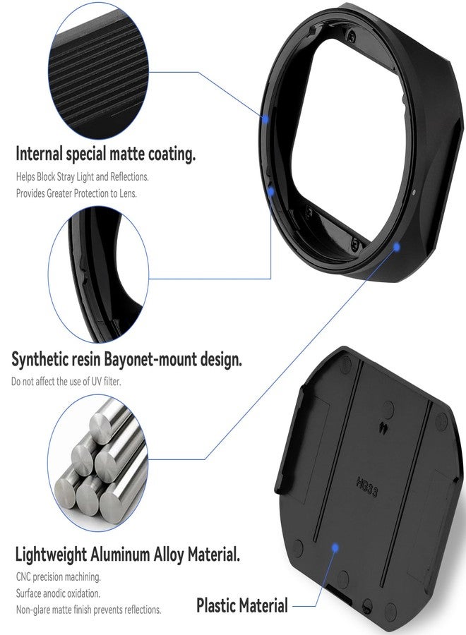Leftfoto Vintage Square Metal Lens Hood Shade for Fujifilm XF16-50mm F2.8-4.8 R LM WR & Fuji XF 33mm F1.4 R LM WR Lens & Fujinon XF 23mm F1.4 R LM WR Lens Hood,with Front Cap,Black - Image 2