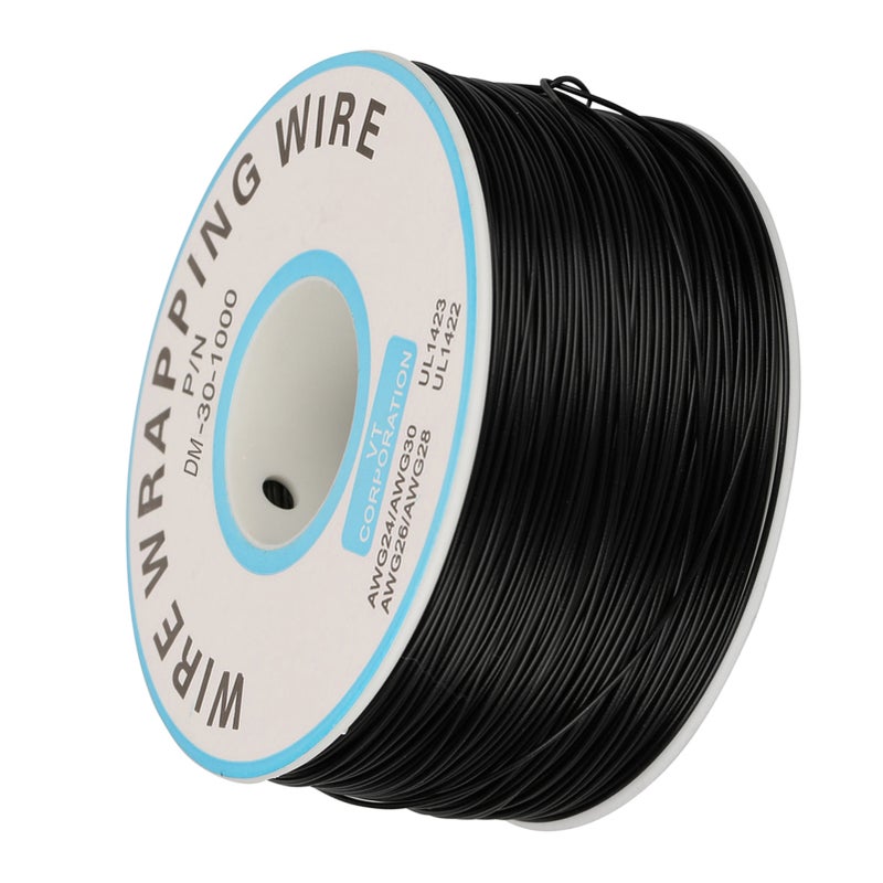 1 رول من سلك التفليك المفرد من سلك نحاسي أحادي الخيط 30AWG بقطر قلب 0.25 مم (أسود) - Image 2
