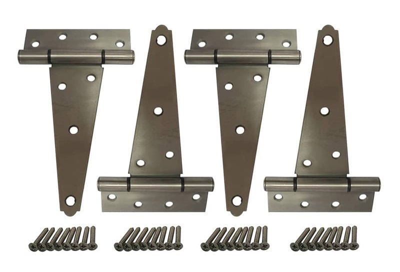 QCAA Stainless Steel Extra Heavy Tee Hinge 6 x 25mm with Stainless Screws Hinge Pin 4 Pack