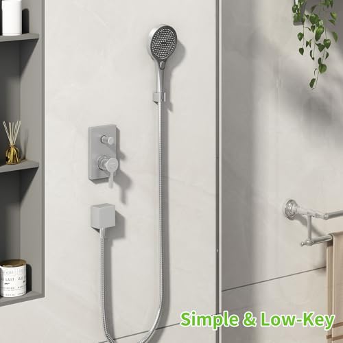 Angle Simple Shower Head Holder, Brass Shower Wand Bracket, Handheld Sprayer Holder Wall Mount, Brushed Nickel - Image 3