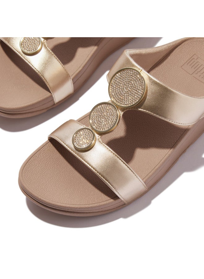 FitFlop 049-836 Fitflop Ladies Halo Bead-Circle Metallic H-Bar Slides HJ2-C22 Beige - Image 3