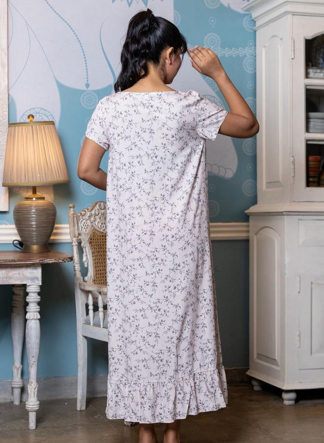 Aadaraya Night Dress Short Sleeves Printed - Image 2