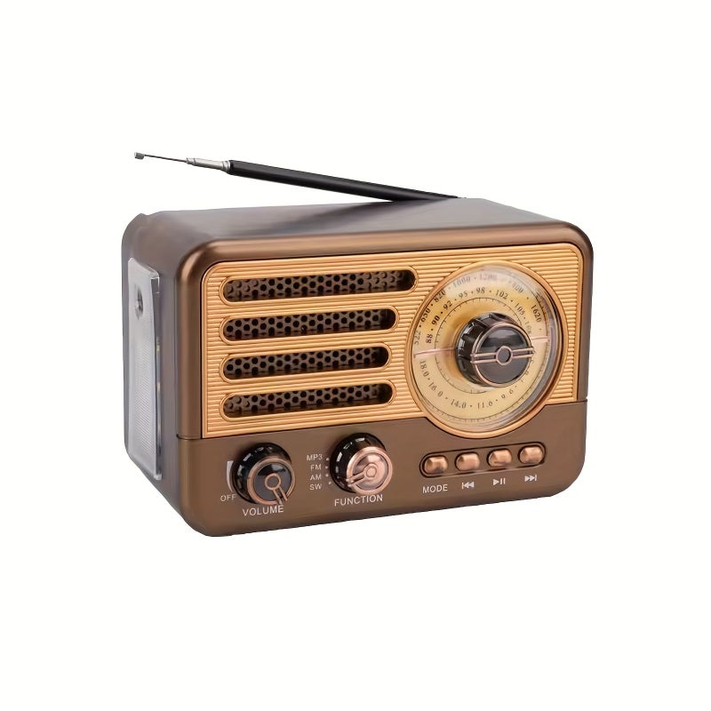 راديو محمول بني رجعي AM FM SW مشغل MP3 بطارية ليثيوم قابلة للشحن TF USB - Image 1