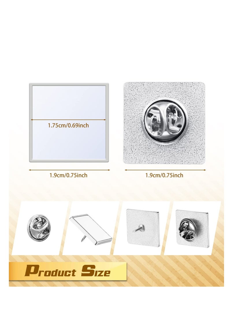 Sublimation Blank Pins, DIY Button Badge Kit Sublimation Silver Blank Aluminum, Sheet with Butterfly Pin Backs for DIY Craft Jewelry Lapel Making Supplies (Square, 0.75 Inch) (20 Pcs)