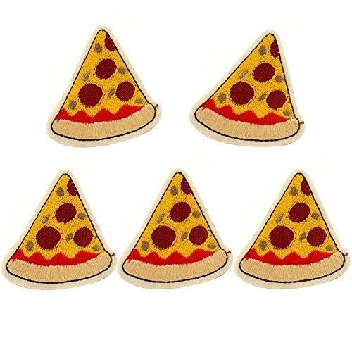 XUNHUI XUNHUI Pizza Patch for Clothing Iron On Embroidered Sew Applique Cute Patch Fabric Clothes Badge Garment DIY Apparel  - Image 1