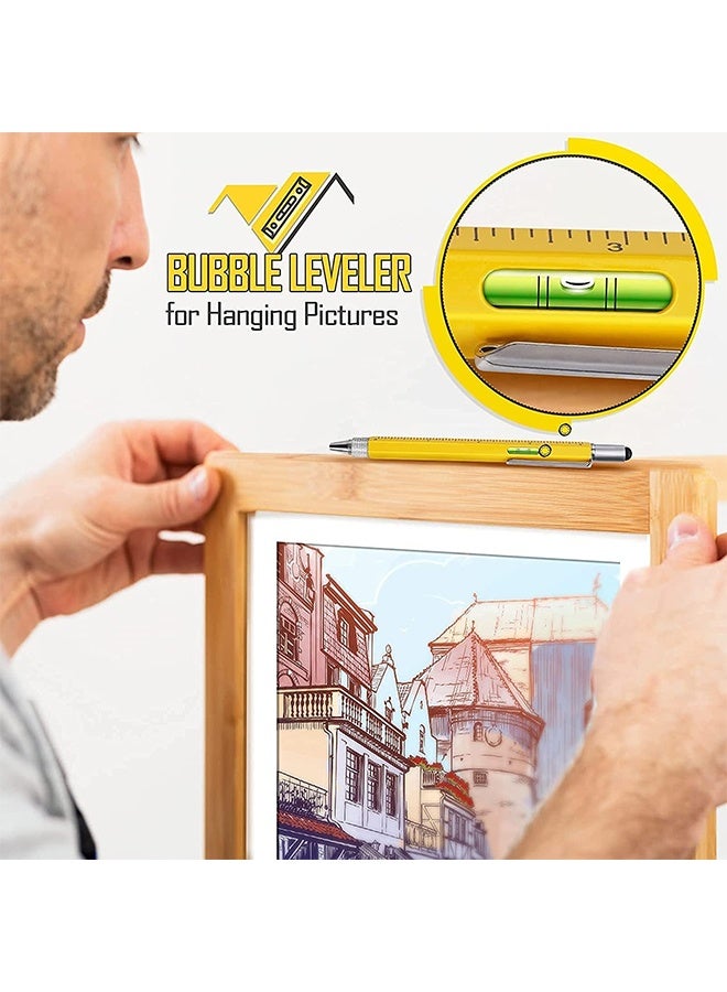 هدايا للرجال والأب - قلم متعدد الوظائف لأدوات البناء، أداة قلم للرجال والنساء، أفكار هدايا للمهندس والنجارين والنجار 6 في 1 (قلم تحديد، مسطرة، ميزان، مفك براغي، قلم حبر جاف) - Image 3