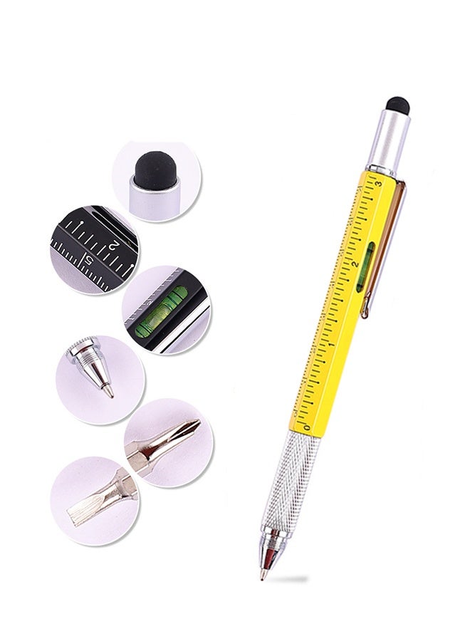 هدايا للرجال والأب - قلم متعدد الوظائف لأدوات البناء، أداة قلم للرجال والنساء، أفكار هدايا للمهندس والنجارين والنجار 6 في 1 (قلم تحديد، مسطرة، ميزان، مفك براغي، قلم حبر جاف) - Image 1