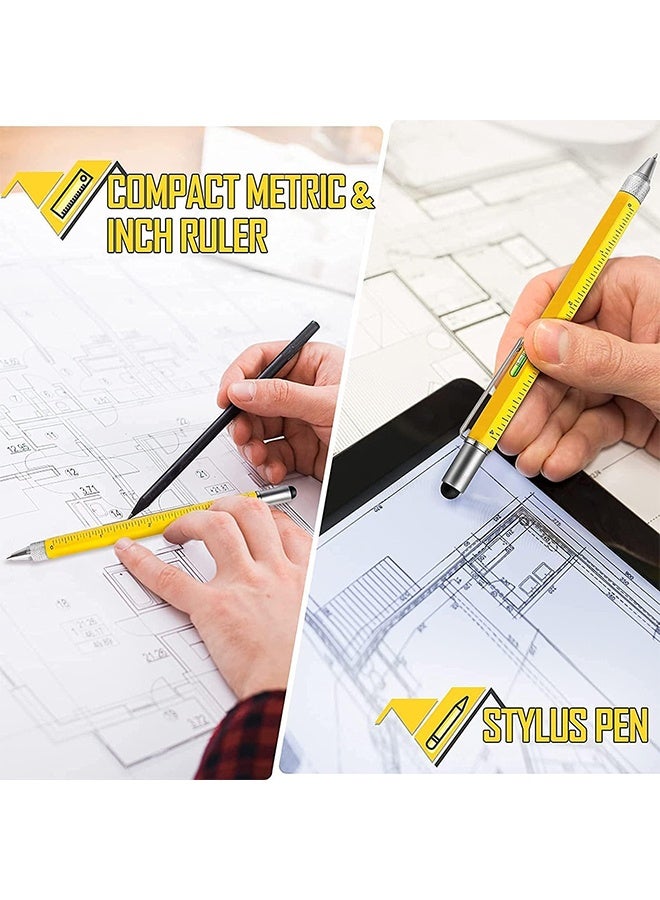 هدايا للرجال والأب - قلم متعدد الوظائف لأدوات البناء، أداة قلم للرجال والنساء، أفكار هدايا للمهندس والنجارين والنجار 6 في 1 (قلم تحديد، مسطرة، ميزان، مفك براغي، قلم حبر جاف) - Image 4