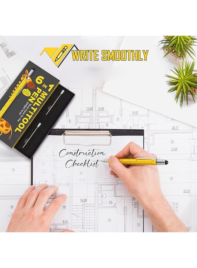 هدايا للرجال والأب - قلم متعدد الوظائف لأدوات البناء، أداة قلم للرجال والنساء، أفكار هدايا للمهندس والنجارين والنجار 6 في 1 (قلم تحديد، مسطرة، ميزان، مفك براغي، قلم حبر جاف) - Image 5
