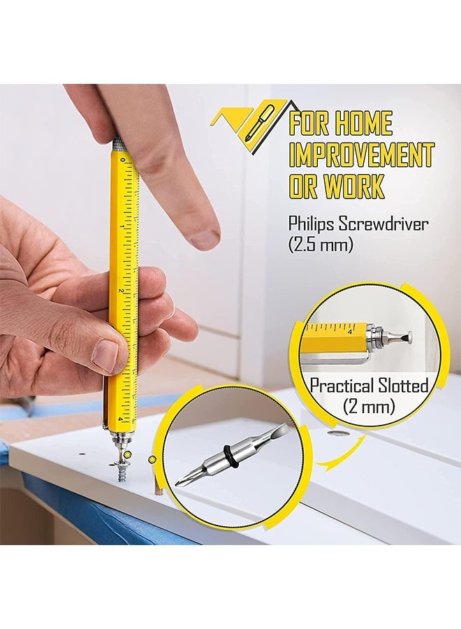 هدايا للرجال والأب - قلم متعدد الوظائف لأدوات البناء، أداة قلم للرجال والنساء، أفكار هدايا للمهندس والنجارين والنجار 6 في 1 (قلم تحديد، مسطرة، ميزان، مفك براغي، قلم حبر جاف) - Image 2