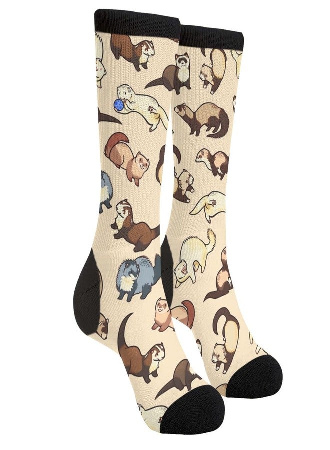 MOLIAN Adorable Ferret Unisex Casual Sports Socks Knee High Athletic Long Tube Stockings - Image 1