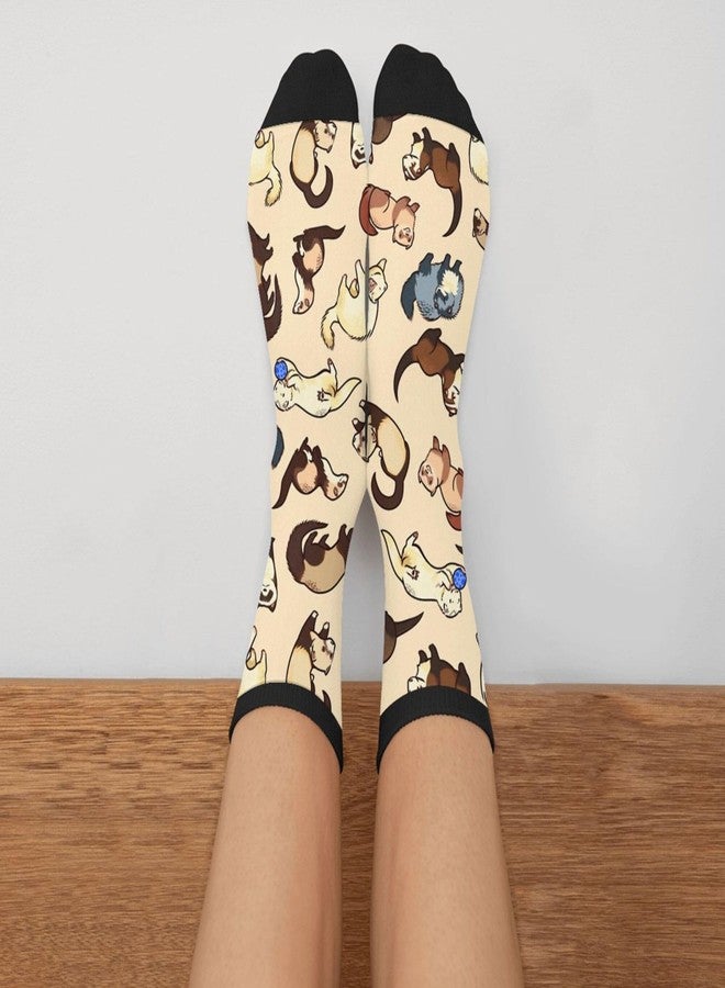 MOLIAN Adorable Ferret Unisex Casual Sports Socks Knee High Athletic Long Tube Stockings - Image 3