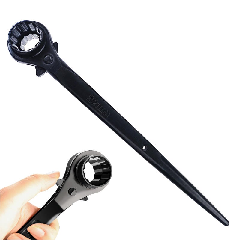 groword Reversible Ratcheting Wrench,Including 3/4",7/8" OR 19mm,22mm,12 Point Double Ended Socket Ratcheting Podger Scaffold Spud Wrenchï¼ˆBlackï¼‰ - Image 1