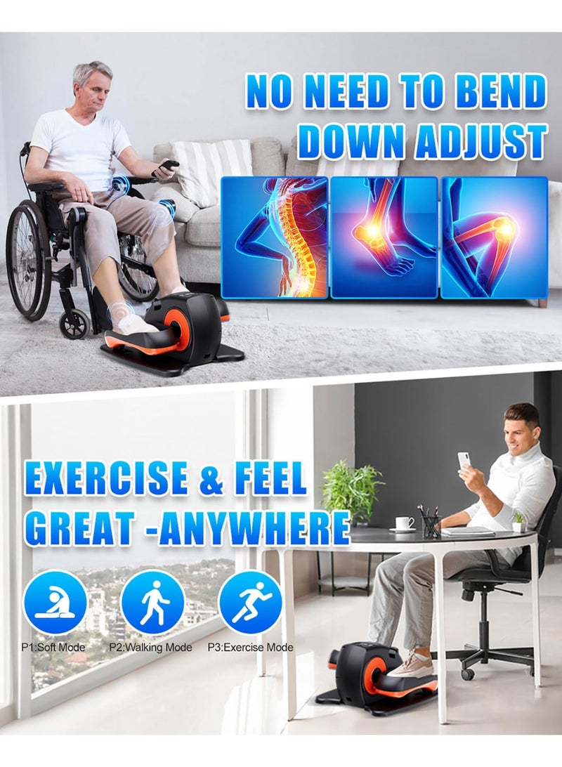 أسيف جهاز تمارين بيضاوي الشكل تحت المكتب، جهاز تمارين الساق البيضاوي لكبار السن، مجمع بالكامل، جهاز تمارين دواسة كهربائي محمول وهادئ مع جهاز تحكم عن بعد و12 سرعة قابلة للتعديل، - Image 3